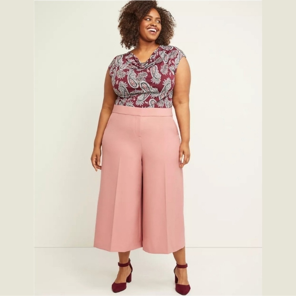 Lane Bryant The Allie Wide Leg Crop Pants Pink Size 20